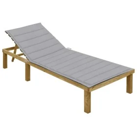 Tumbona con cojín gris madera de pino impregnada by , Loungers - Ref: Foro24-3065820, Price: 123,88 €, Discount: %