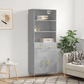 Aparador alto madera contrachapada gris hormigón 69,5x34x180 cm by , Sideboards - Ref: Foro24-3200509, Price: 131,88 €, Disco...