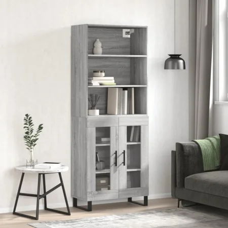 Aparador alto madera contrachapada gris sonoma 69,5x34x180 cm de , Aparadores - Ref: Foro24-3189347, Precio: 144,92 €, Descue...