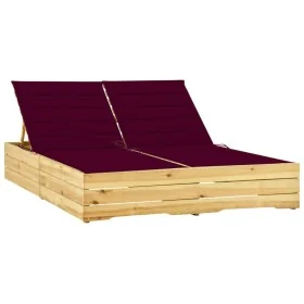 Tumbona doble y cojines madera pino impregnada rojo tinto by , Loungers - Ref: Foro24-3065978, Price: 295,64 €, Discount: %