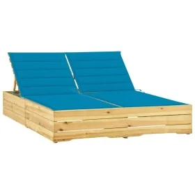 Tumbona doble y cojines madera pino impregnada azul by , Loungers - Ref: Foro24-3065973, Price: 306,65 €, Discount: %