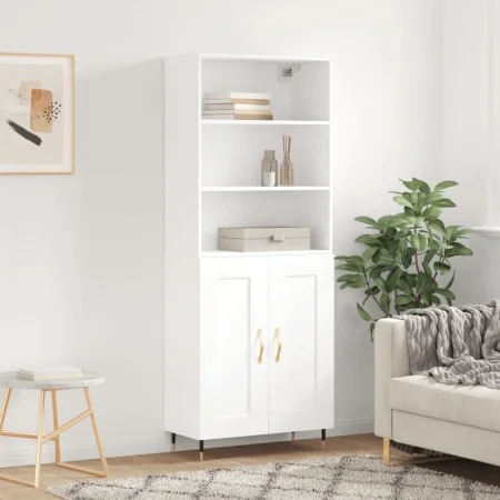 Aparador alto madera contrachapada blanco 69,5x34x180 cm de , Aparadores - Ref: Foro24-3189933, Precio: 135,05 €, Descuento: %