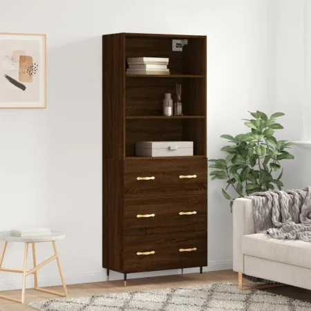 Aparador alto madera contrachapada marrón roble 69,5x34x180 cm by , Sideboards - Ref: Foro24-3189364, Price: 150,43 €, Discou...