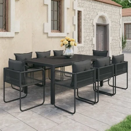 Set de comedor de jardín de 9 piezas PVC ratán negro de , Conjuntos de jardín - Ref: Foro24-3060105, Precio: 749,67 €, Descue...