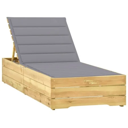 Tumbona con cojín gris madera de pino impregnada by , Loungers - Ref: Foro24-3065910, Price: 159,57 €, Discount: %