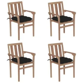 Sillas de jardín apilables 4 uds madera maciza teca con cojines von , Gartenstühle - Ref: Foro24-3073401, Preis: 502,84 €, Ra...
