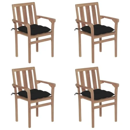 Sillas de jardín apilables 4 uds madera maciza teca con cojines von , Gartenstühle - Ref: Foro24-3073401, Preis: 502,84 €, Ra...