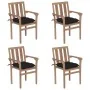 Sillas de jardín apilables 4 uds madera maciza teca con cojines von , Gartenstühle - Ref: Foro24-3073401, Preis: 502,84 €, Ra...