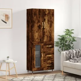 Aparador alto madera contrachapada roble ahumado 69,5x34x180 cm by , Sideboards - Ref: Foro24-3195944, Price: 165,53 €, Disco...