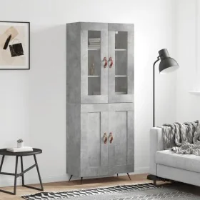 Aparador alto madera contrachapada gris hormigón 69,5x34x180 cm by , Sideboards - Ref: Foro24-3198317, Price: 167,04 €, Disco...