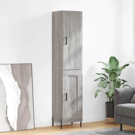 Aparador alto madera contrachapada gris Sonoma 34,5x34x180 cm by , Sideboards - Ref: Foro24-3199119, Price: 107,69 €, Discoun...