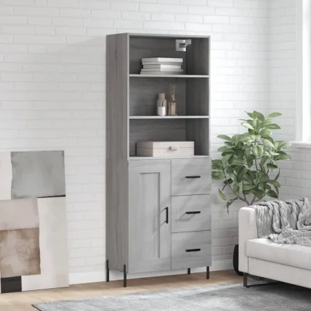 Aparador alto madera contrachapada gris sonoma 69,5x34x180 cm by , Sideboards - Ref: Foro24-3190035, Price: 159,68 €, Discoun...