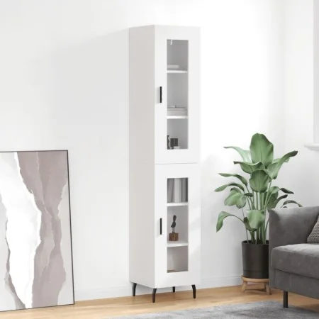 Aparador alto madera contrachapada blanco 34,5x34x180 cm by , Sideboards - Ref: Foro24-3199441, Price: 104,05 €, Discount: %