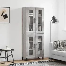 Aparador alto madera contrachapada gris sonoma 69,5x34x180 cm by , Sideboards - Ref: Foro24-3198303, Price: 161,83 €, Discoun...