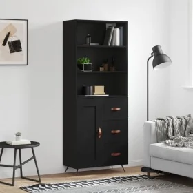 Aparador alto madera contrachapada negro 69,5x34x180 cm von , Sideboards - Ref: Foro24-3189990, Preis: 161,20 €, Rabatt: %