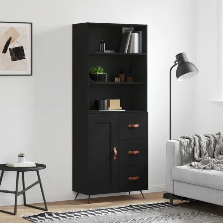 Aparador alto madera contrachapada negro 69,5x34x180 cm by , Sideboards - Ref: Foro24-3189990, Price: 164,10 €, Discount: %