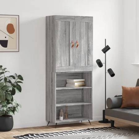 Aparador alto madera contrachapada gris sonoma 69,5x34x180 cm de , Aparadores - Ref: Foro24-3200047, Precio: 122,34 €, Descue...