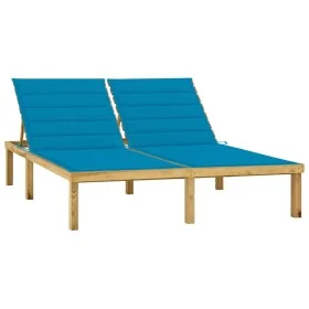 Tumbona doble y cojines azules madera pino impregnada by , Loungers - Ref: Foro24-3065883, Price: 197,70 €, Discount: %