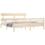 Bed frame with solid wood headboard 200x200 cm by vidaXL, Beds and slatted bases - Ref: Foro24-3195111, Price: 140,64 €, Disc...