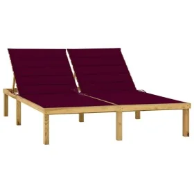 Tumbona doble y cojines rojo tinto madera pino impregnada by , Loungers - Ref: Foro24-3065888, Price: 186,15 €, Discount: %