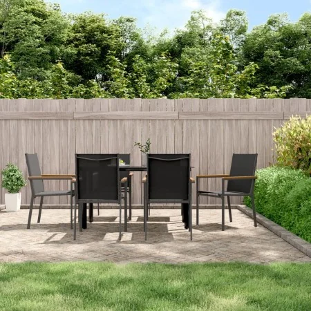 Sillas de jardín 6 uds textilene y acero negro 55x61,5x90 cm de , Sillas de jardín - Ref: Foro24-3187086, Precio: 271,33 €, D...