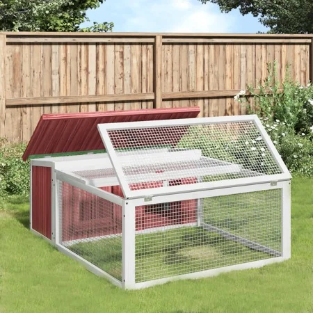 Conejera de madera maciza de pino moca 117,5x97x47,5 cm by , Cages and habitats for small animals - Ref: Foro24-172288, Price...