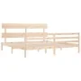 Bed frame with solid wood headboard 200x200 cm by vidaXL, Beds and slatted bases - Ref: Foro24-3195111, Price: 140,64 €, Disc...