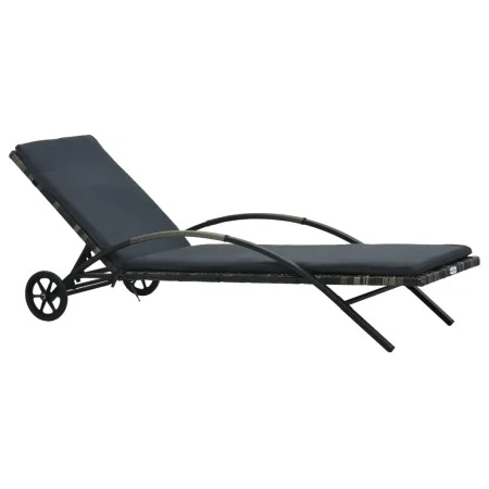 Tumbona con cojín y ruedas ratán sintético gris antracita by , Loungers - Ref: Foro24-47746, Price: 156,57 €, Discount: %