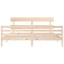 Bed frame with solid wood headboard 200x200 cm by vidaXL, Beds and slatted bases - Ref: Foro24-3195111, Price: 140,64 €, Disc...