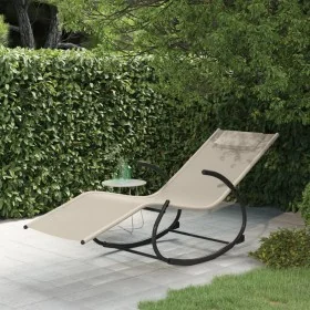 Tumbona mecedora de acero y textileno crema by , Loungers - Ref: Foro24-318114, Price: 86,45 €, Discount: %