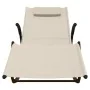 Tumbona mecedora de acero y textileno crema de , Tumbonas - Ref: Foro24-318114, Precio: 86,45 €, Descuento: %