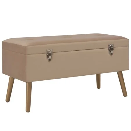Banco con compartimento de terciopelo beige 80 cm de , Bancos para recibidores y almacenamiento - Ref: Foro24-329933, Precio:...