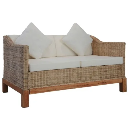 Sofá de 2 plazas con cojines ratán natural by , Sofas - Ref: Foro24-283076, Price: 563,76 €, Discount: %