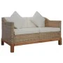 Sofá de 2 plazas con cojines ratán natural by , Sofas - Ref: Foro24-283076, Price: 563,76 €, Discount: %