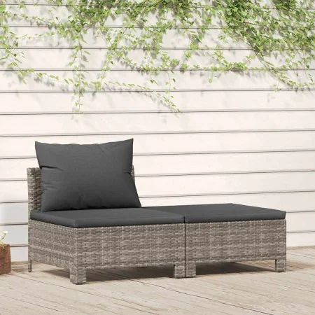 Set de muebles de jardín 2 pzas cojines ratán sintético gris de , Conjuntos de jardín - Ref: Foro24-362690, Precio: 173,44 €,...