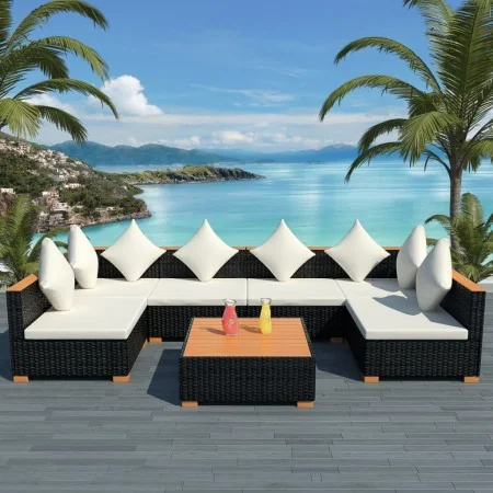 Muebles de jardín y cojines 7 piezas ratán sintético negro by , Garden sets - Ref: Foro24-42751, Price: 852,26 €, Discount: %