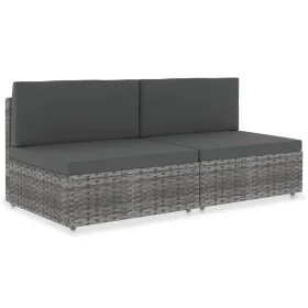 Sofá seccional de 2 plazas de ratán sintético gris by , Modular outdoor sofas - Ref: Foro24-49523, Price: 191,77 €, Discount: %