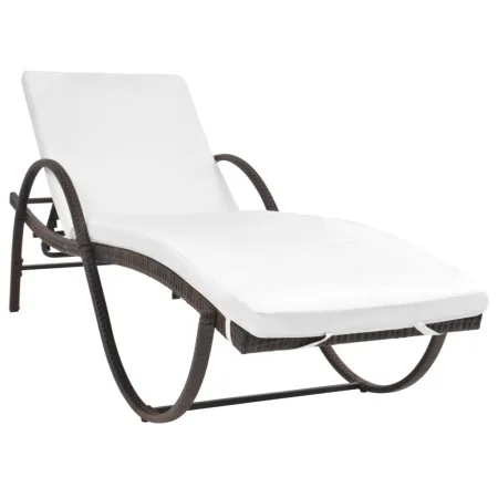 Tumbona de jardín con cojín ratán sintético marrón de , Tumbonas - Ref: Foro24-42883, Precio: 116,26 €, Descuento: %