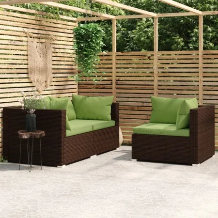 Set muebles de jardín 3 piezas y cojines ratán sintético marrón von , Modulare Sofas für den Außenbereich - Ref: Foro24-31756...