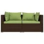 Set muebles de jardín 3 piezas y cojines ratán sintético marrón von , Modulare Sofas für den Außenbereich - Ref: Foro24-31756...