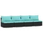 Sofá de 4 plazas con cojines ratán sintético negro by , Garden sets - Ref: Foro24-317541, Price: 435,43 €, Discount: %