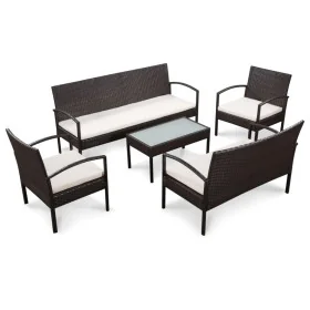 Set muebles de jardín 5 piezas y cojines ratán sintético marrón von , Gartensets - Ref: Foro24-44184, Preis: 349,19 €, Rabatt: %