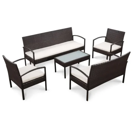 Set muebles de jardín 5 piezas y cojines ratán sintético marrón by , Garden sets - Ref: Foro24-44184, Price: 349,19 €, Discou...