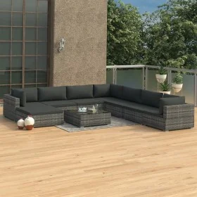 Set de muebles de jardín 9 pzas y cojines ratán sintético gris de , Conjuntos de jardín - Ref: Foro24-46775, Precio: 961,35 €...