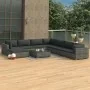 Set de muebles de jardín 9 pzas y cojines ratán sintético gris von , Gartensets - Ref: Foro24-46775, Preis: 961,09 €, Rabatt: %