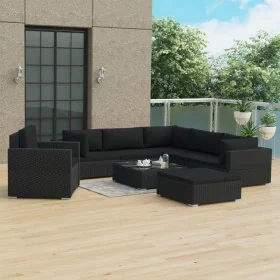 Set muebles de jardín 8 piezas y cojines ratán sintético negro by , Garden sets - Ref: Foro24-46768, Price: 781,49 €, Discoun...