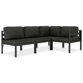 Set muebles de jardín 4 pzas y cojines aluminio gris antracita by , Garden sets - Ref: Foro24-49231, Price: 643,12 €, Discoun...
