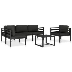 Set muebles de jardín 6 pzas y cojines aluminio gris antracita by , Garden sets - Ref: Foro24-49233, Price: 862,34 €, Discoun...