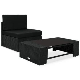 Juego de muebles de jardín 2 piezas ratán sintético negro by , Modular outdoor sofas - Ref: Foro24-49502, Price: 160,12 €, Di...