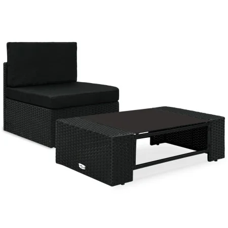 Juego de muebles de jardín 2 piezas ratán sintético negro by , Modular outdoor sofas - Ref: Foro24-49502, Price: 160,12 €, Di...